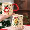 Christmas Ceramic Cup with Handle High End Coffee Cup Household Cartoon Light Luxury High Quality Mug