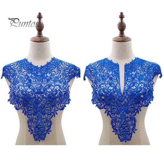 Spetsar Fake Collar Brodered Corsage Hollow Design Stora Blommor Avtagbar Fram/Back Krage Spets Applikation Kvinnlig Charm för syaffär