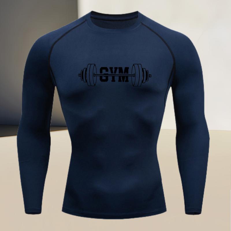 Men s Long Sleeved Round Neck Thin Sports Tight Fitting Quick Drying T-shirt, Suitable for Bodybuilding and Physical Training S
