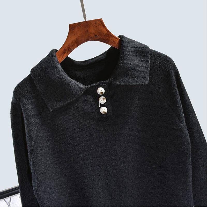 Thickened New Autumn and Winter Easiest for Match Mid Length Long Length Sweaters Mid-Length Dress Lapel