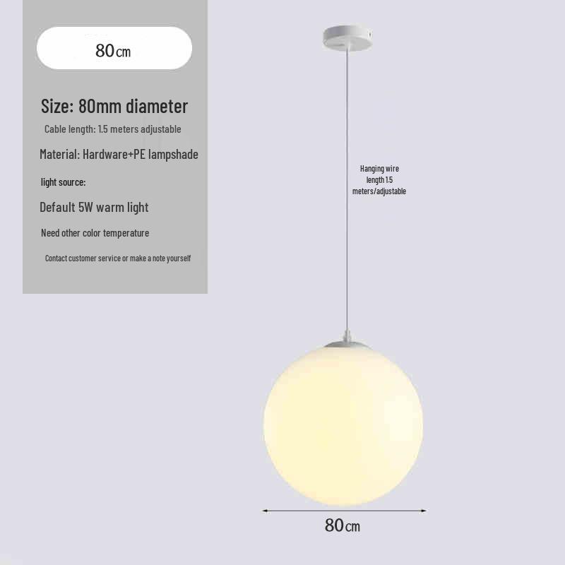 Milky White Round Pendant Lamp for Nail Salons, Cafes, Children's Clothing Stores, and Weddings