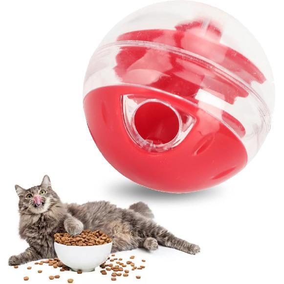Zerodis Cat Leaky Food Toy Ball,Pet Interactive Slow Feeder Puzzle Ball Cat Treat Dispenser Toys for Bored Cats Relieve Boredom Dog Teeth Grinding