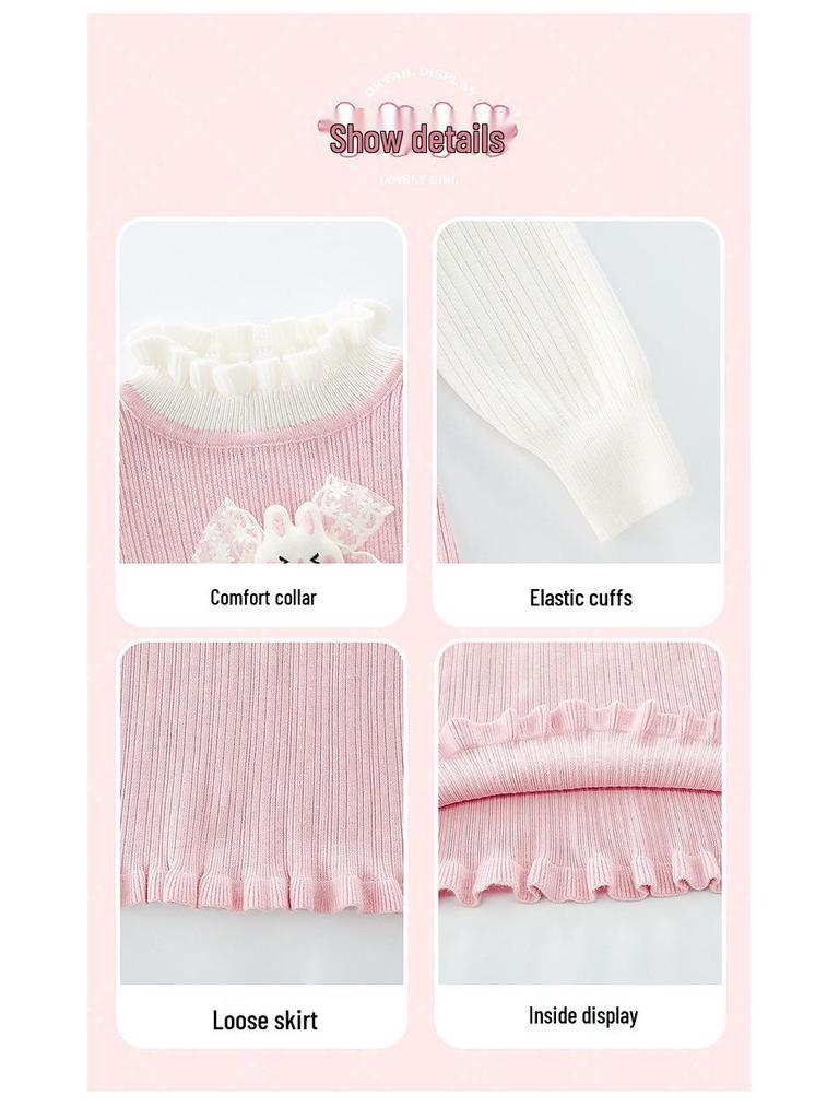 2025 Módní pletené svetrové šaty pro malé holčičky: Jarní a podzimní princeznovský outfit
