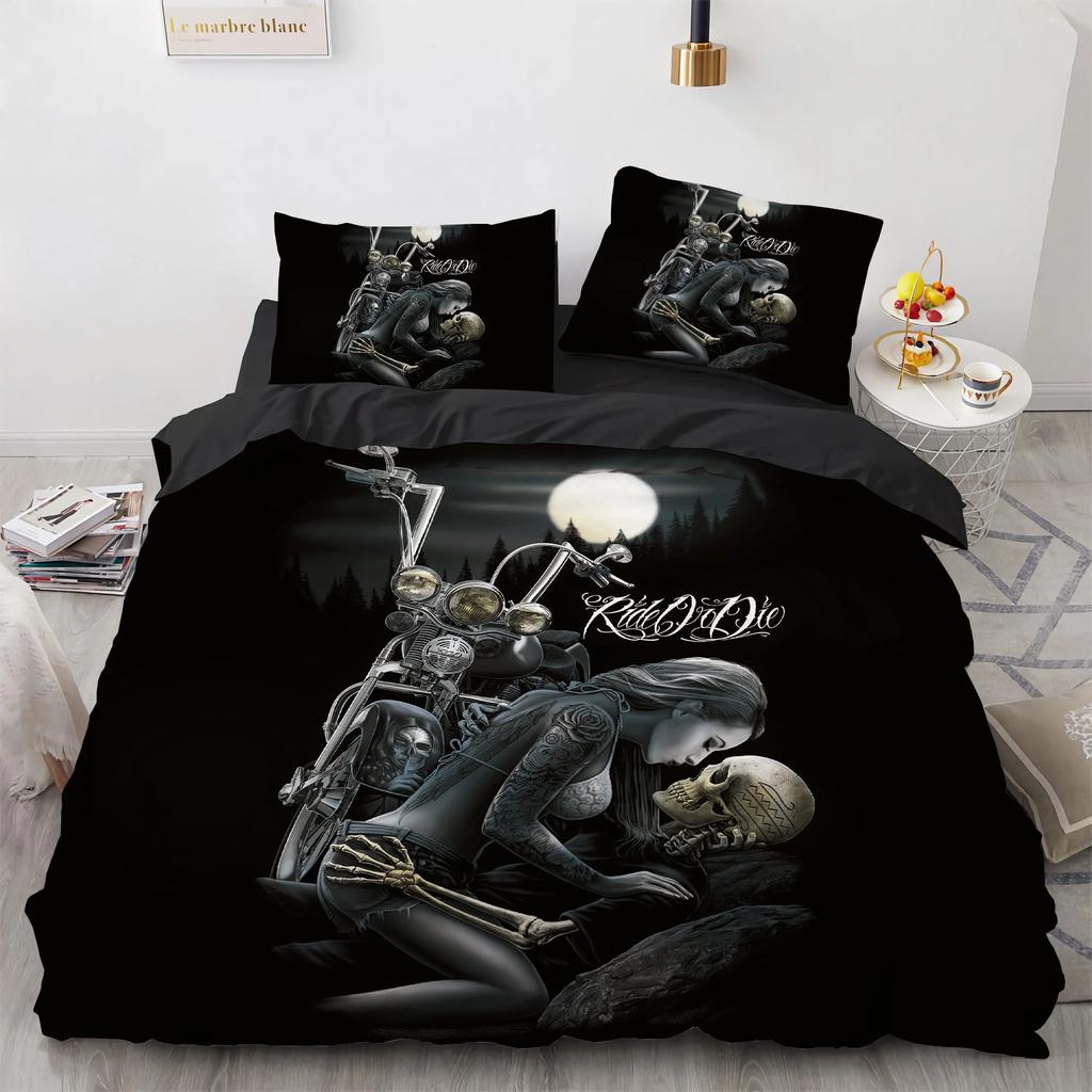 Comforter Black Hat Skull Bedding Set Queen Size Halloween S Modern Style Bedroom Bedding Set Comforter Pillow Shams