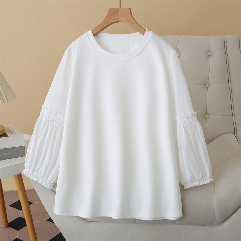 2026 Spring/Summer Plus Size European & Korean Style Tulip Sleeve T-shirt - Versatile Fat Girl Top