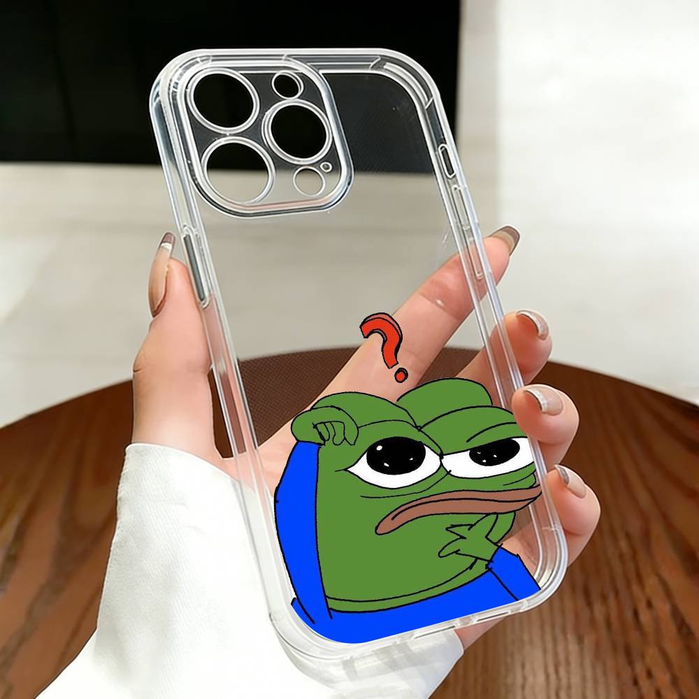 P-Pepe The Funny Frog Phone Case For iPhone 17 16 15 14 13 12 11 Mini Pro Max Plus Transparent Cover
