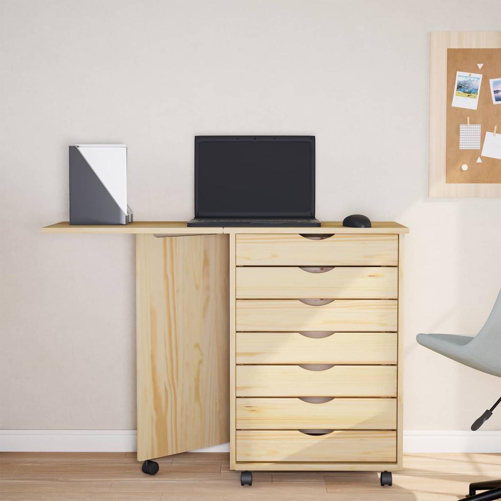 MOSS Mobiler Schreibtischwagen mit Klarlack-Finish 105,5 x 39 x 74,5 cm