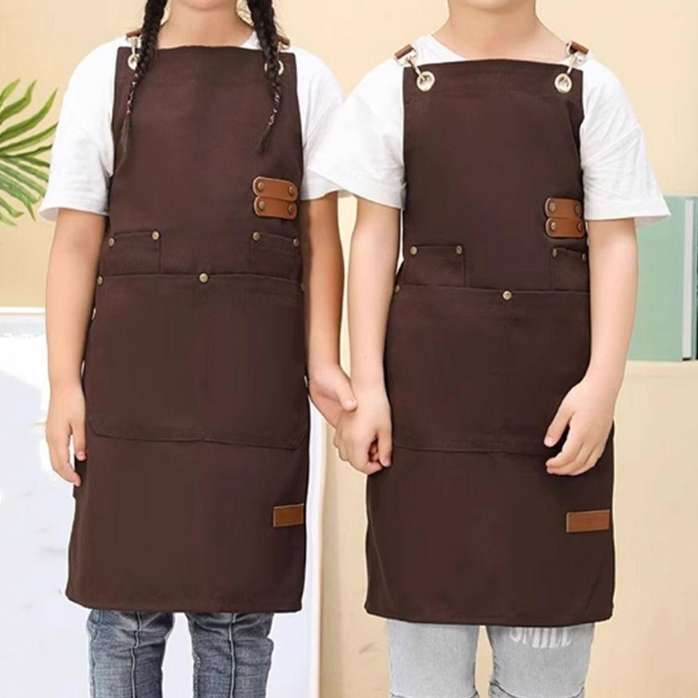 Lightweight Children's Canvas Apron Minimalist Kids Chef Costume Kids Cooking Apron  Baking