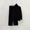Korean Casual Knit Sweater & Wide-Leg Pants Two-Piece Set for Women