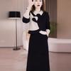Elegant Snowflake Velvet Patchwork Dress: 2025 Autumn/Winter Age-Reducing Formal Style