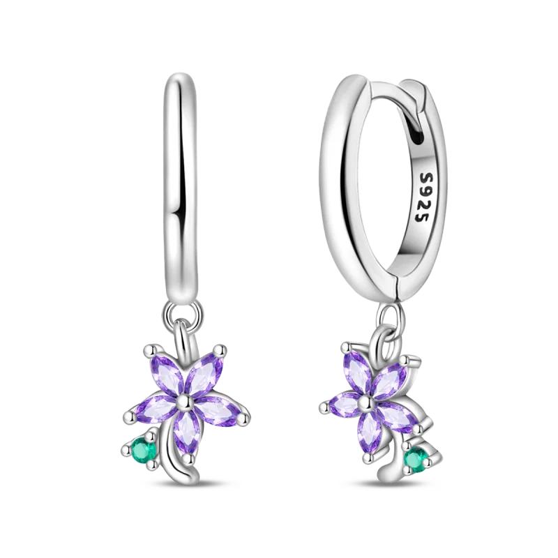 Original Earrings 925 Silver Fruit Series Cherry Strawberry Hoop Earrings Ear Studs Zircon Making Jewelry for Women Girl Party