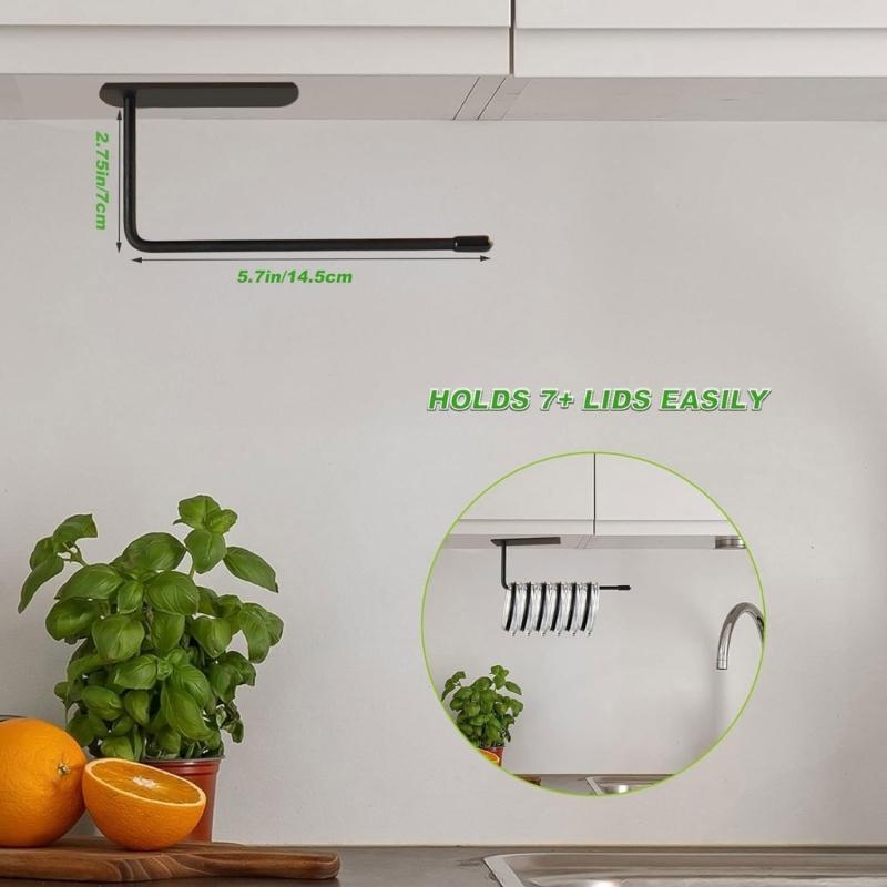 Pack of1/2 Self Adhesive Cup Lid Organizers Wall Mounted Cup Lid Storage Support Holder Rack Set for Kitchen Cabinets