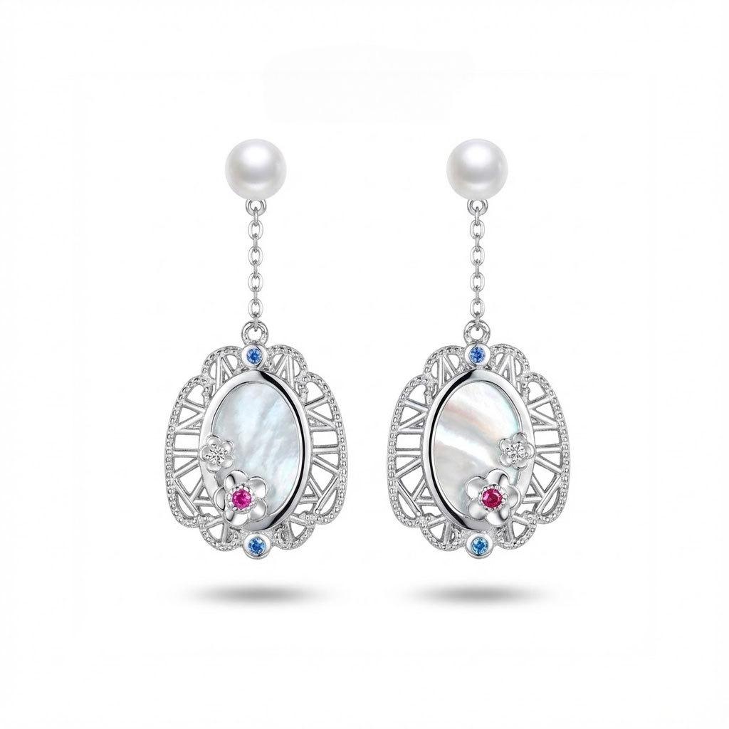 S925 sterling silver Chinese style earrings women's versatile earrings high-end jewelry