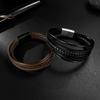 Trendy Leather Bracelet Men Stainless Steel Personalized Simple Multi-layer Woven Titanium