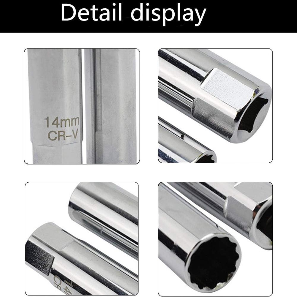 Sada nástrčných klíčů na zapalovací svíčky do auta Prodloužený univerzální kloub Magnetický klíč Nástroj pro demontáž 3/8" pohon CR-V 12-hran 14mm