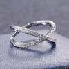 Huitan Luxury Cross X Shape Women Engagement Ring Full Paved CZ Stone Silver Elegant Simple Female Jewelry Ring