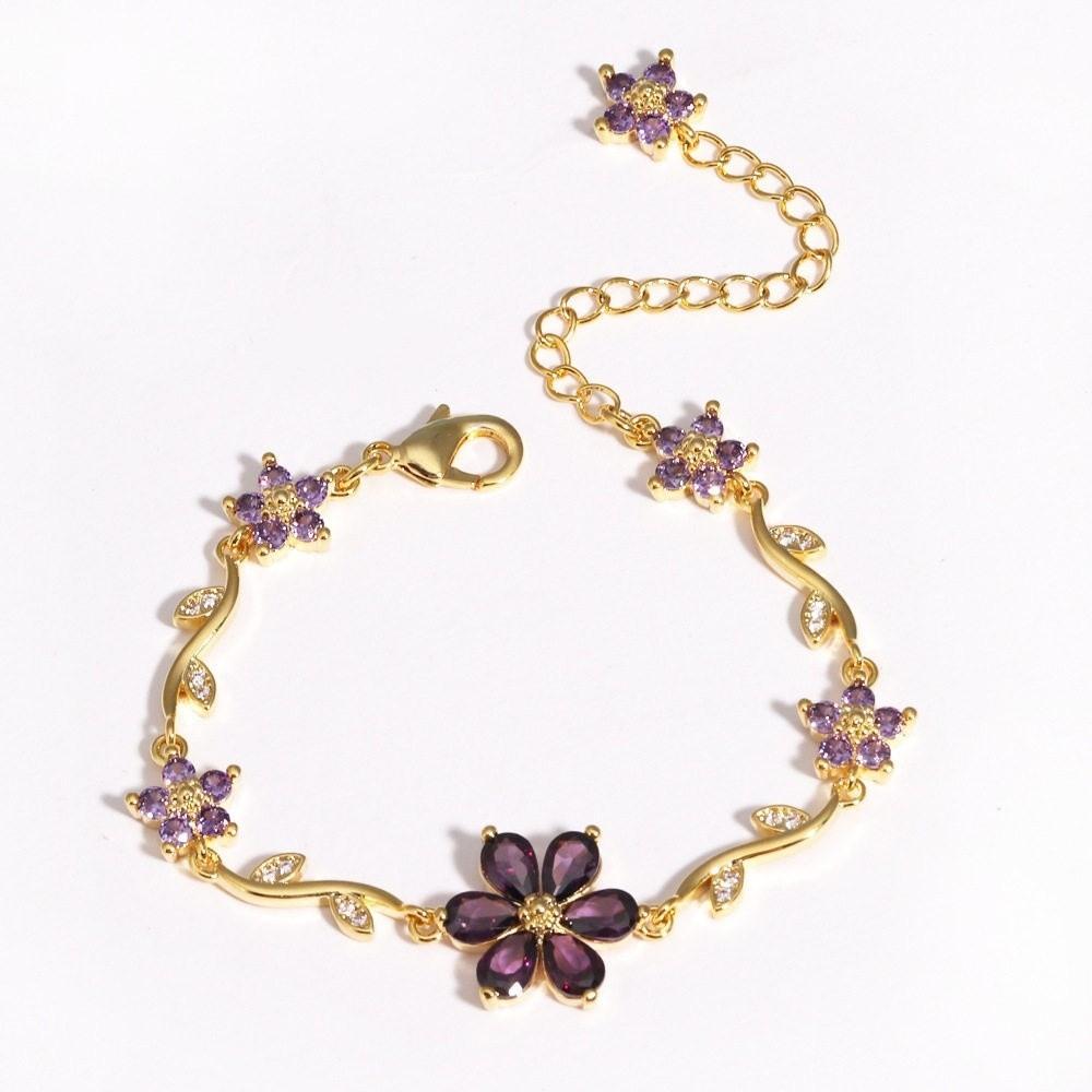 Y2K Chain Bracelet Crystal Women's Bracelet Sweet Flowers Bracelet