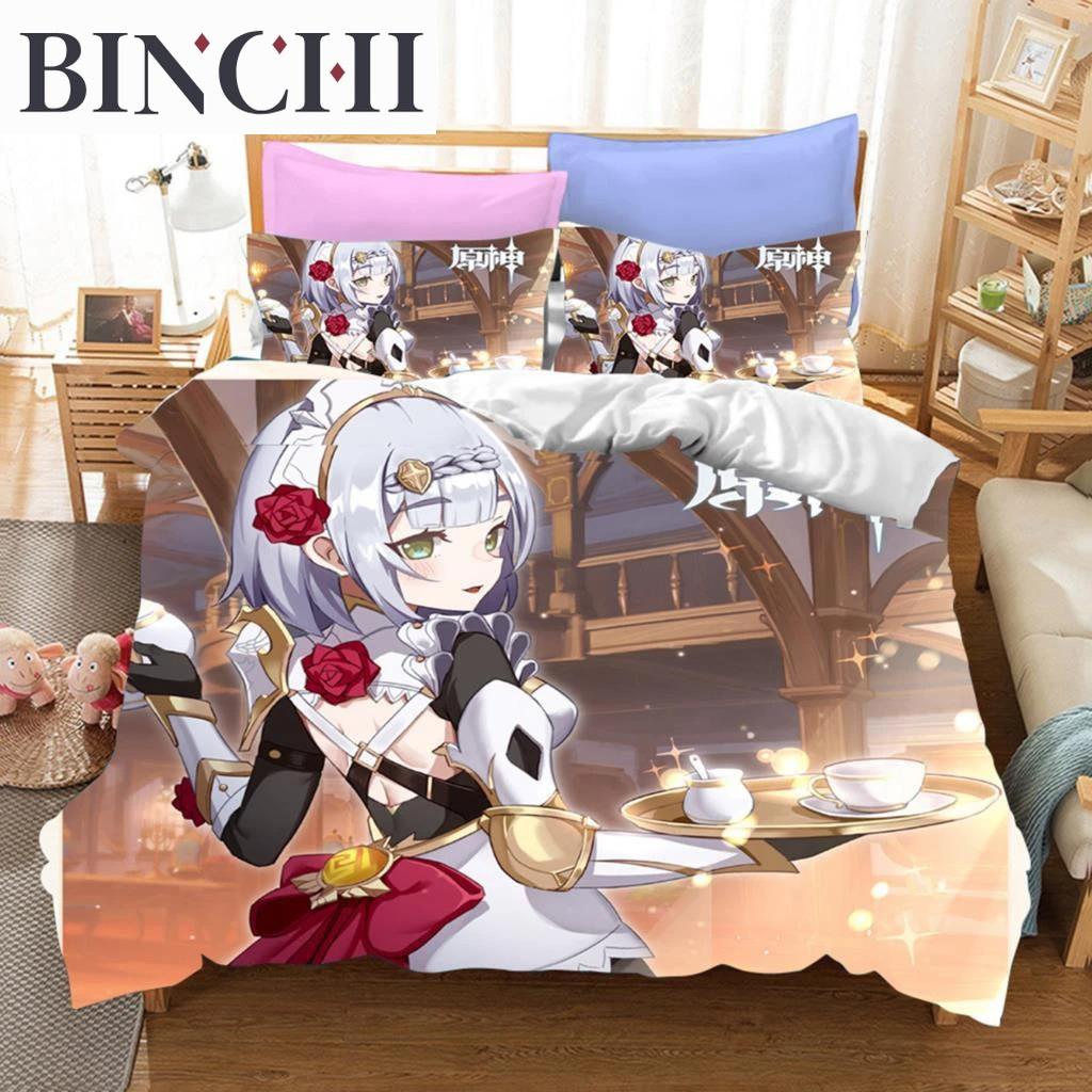 3D Game Genshin Impact Bedding Sets Keqing Xiao Duvet Cover Set 2_3 Pieces Boys Adults Single Full Queen King Size Bed Linen