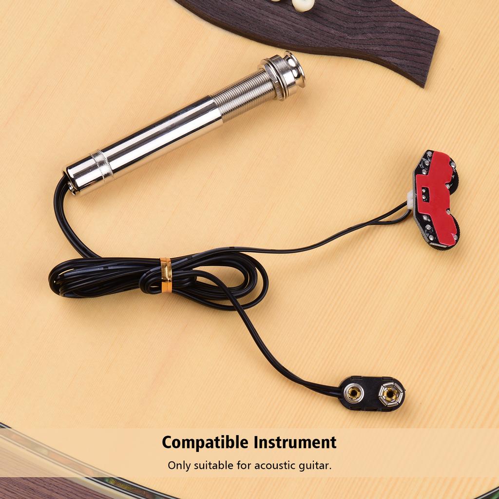 Pastilla Acústica Estilo Tubo de Lápiz Bajo Silla Pastilla Activa Controles de Volumen y Tono con Varilla Piezoeléctrica de Pastilla Solo para Acústica