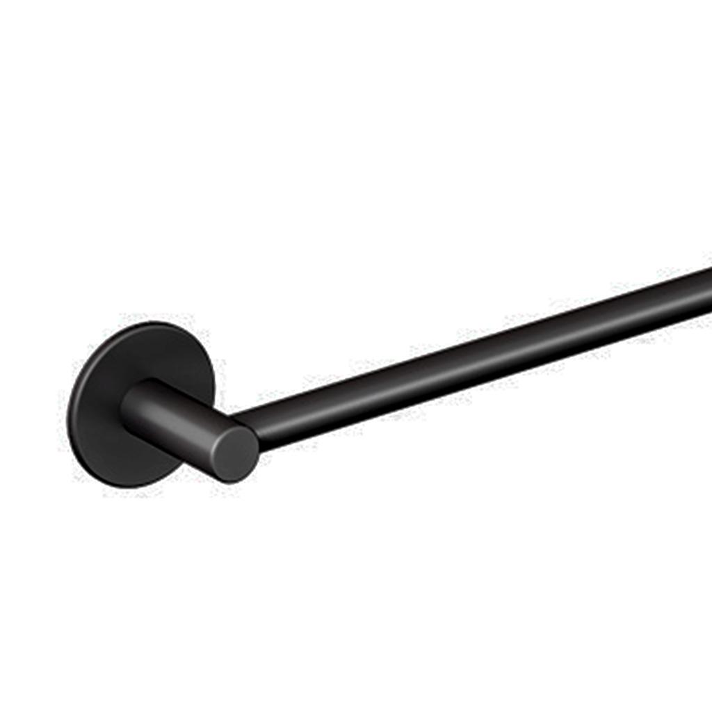 Bathroom Wall Mounted Towel Bar Space Aluminum Single Bar Towel Rack for Toilet Black