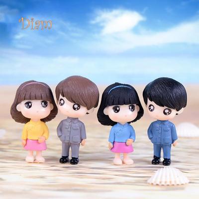 SP 2Pcs/Set Boy Girl Cartoon Doll Miniature Ornaments Garden Dollhouse Decoration Garden Supplies
