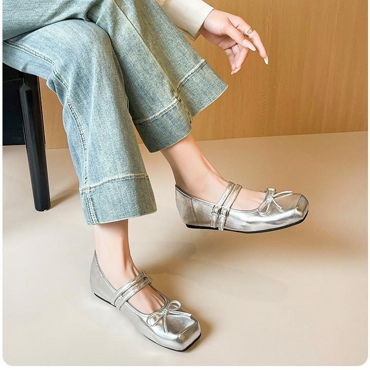 Strictly Selected French Retro Square Head Versatile Word with Mary Jane Shoes Temperament Shallow Mouth Bow Inner Height Increase Single Shoes Women