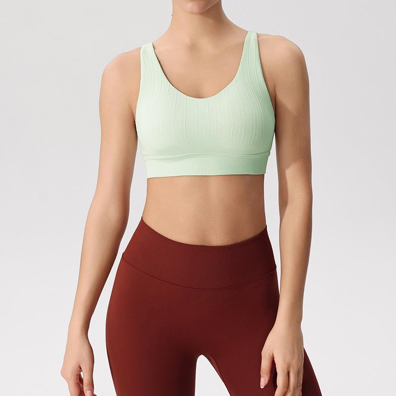 

Спортивный бюстгальтер с высокой степенью защиты от ударов и фиксированной чашкой – Цельный жилет для йоги Large зелёный