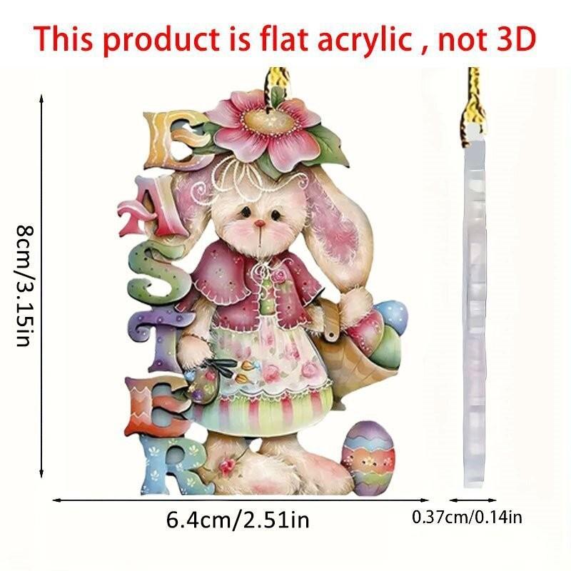 

Acrylic 2d Delightful Easter Bunny Hanging Decoration For Car Or Backpack Accessory