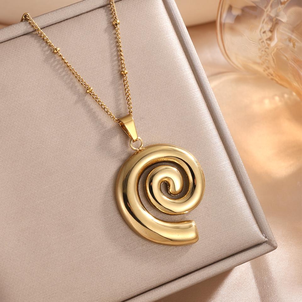 

ZAKOL Ожерелье-подвеска из нержавеющей стали 316L в виде спирального круга, водонепроницаемое, не тускнеющее, с покрытием из 18-каратного золота, аксессуары Padty