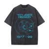 Voyager Mission 1977 Space Exploration Orbit Diagram Washed Distressed Loose Streetwear Tops For City Walks
