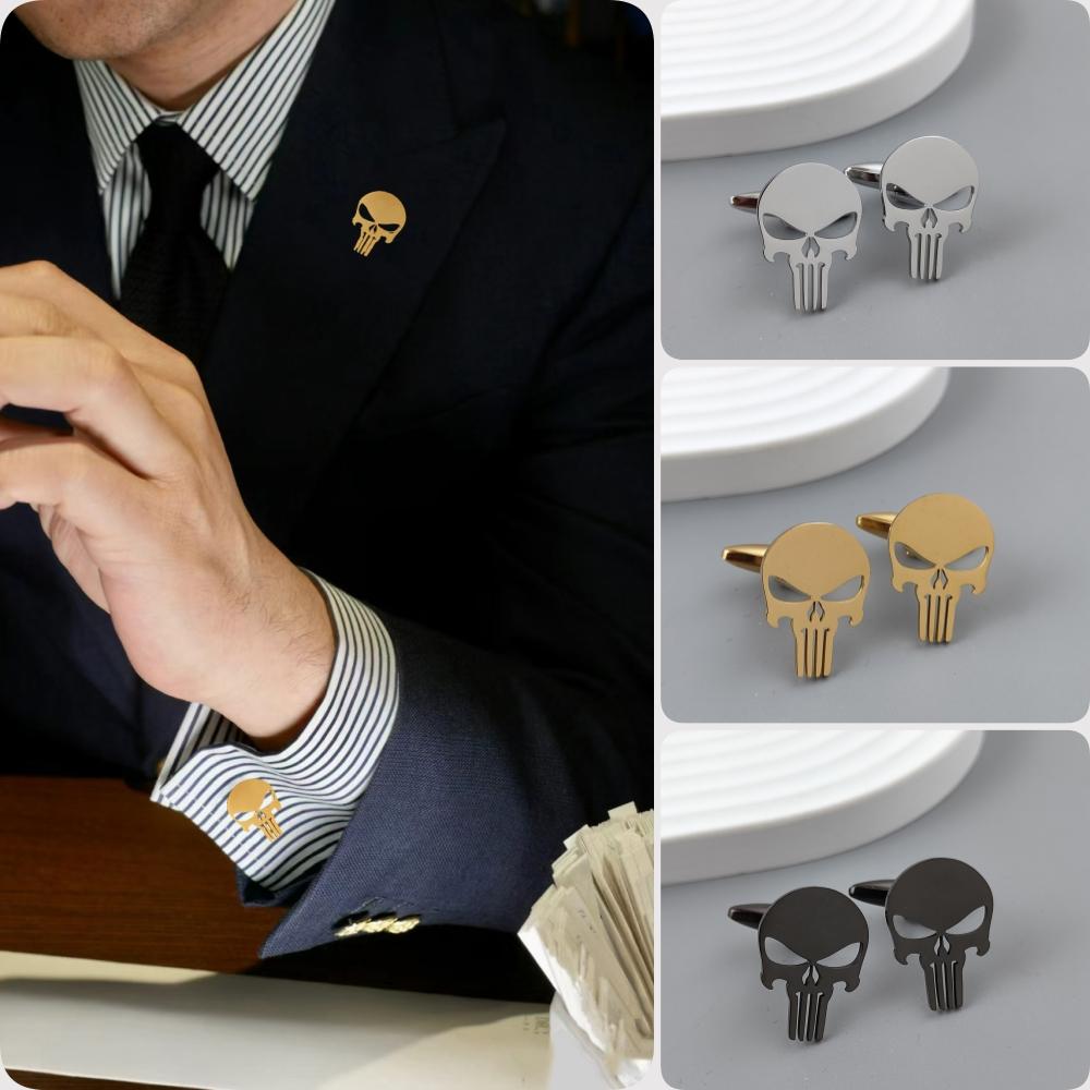 Stainless Steel Skull Man Cufflinks Vintage Personalized Design Jewelry Skeleton Cuff Links Party Shirt Sleeve Buttons