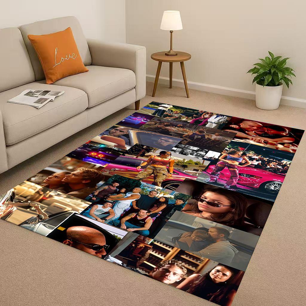 HD Fast F-Furious Vin Diesel Racing Car Living Room Non-Slip Area Rug Carpet for Bedroom Playroom Sofa,Easy Clean Home Doormat