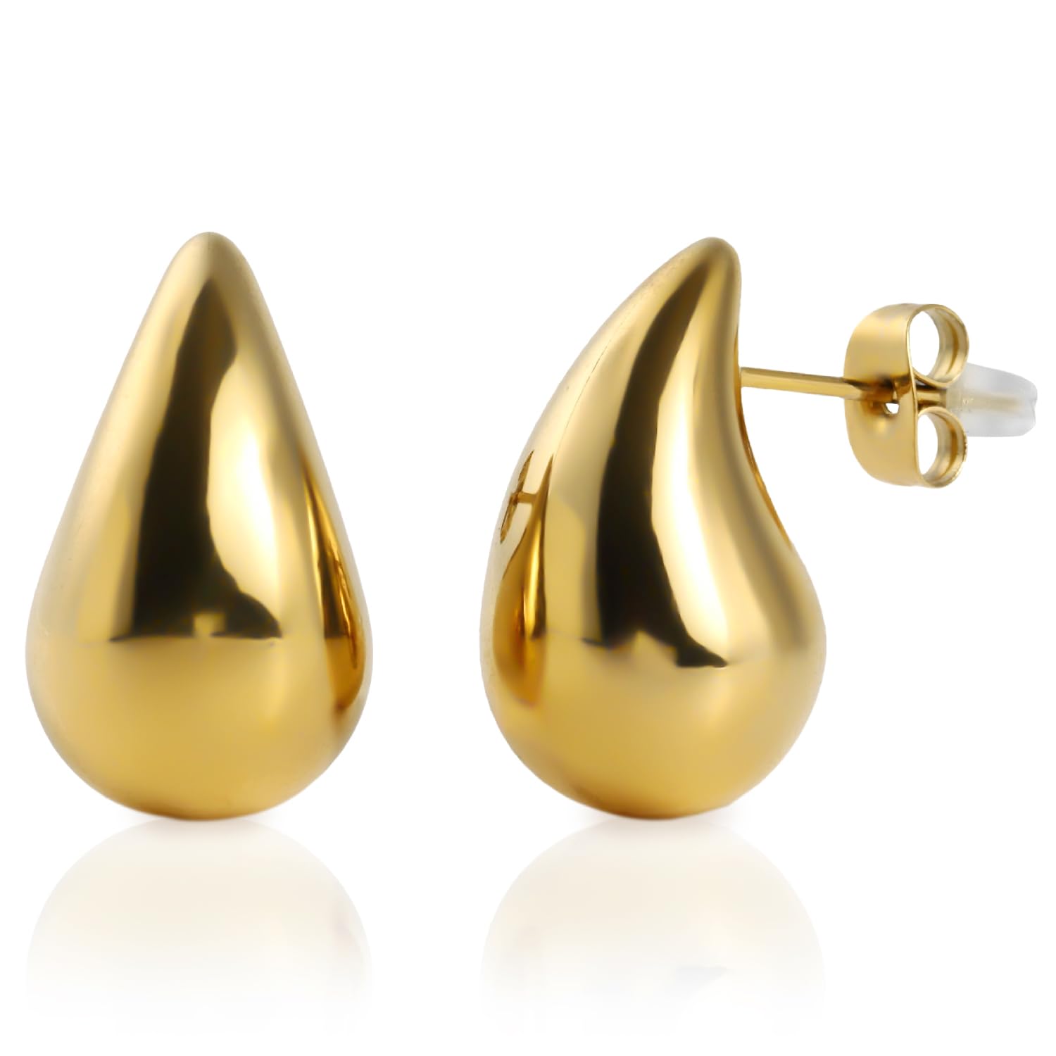

Teardrop Surgical Stainless Stainless Gold [Minaette] Women s Earrings, Hypoallergenic, Drop-shaped, Steel, Backing, Steel, Silicone, Drop, Silver, золотий