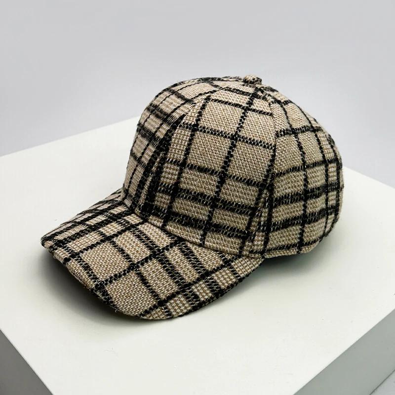 Baseball Purpose All Use Multi Cloth Woolen Warm Women  Men Her Him For Fresh Winter Autumn Fall Caps Cotton Fashion Casual Retro Check British