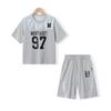 Montagut Boys' Summer Letter Print Color Block Sport Set