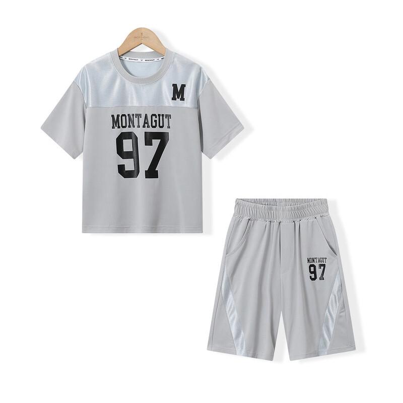 Montagut Boys' Summer Letter Print Color Block Sport Set