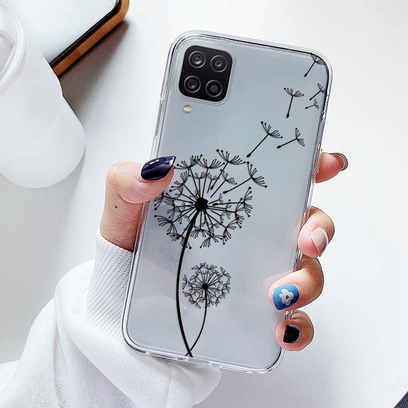 Phone Case For Samsung A12 M12 F12 Floral Silicon Cover For Samsung Galaxy A12 5G Fundas Coque Transparent Soft Capas Flower TPU