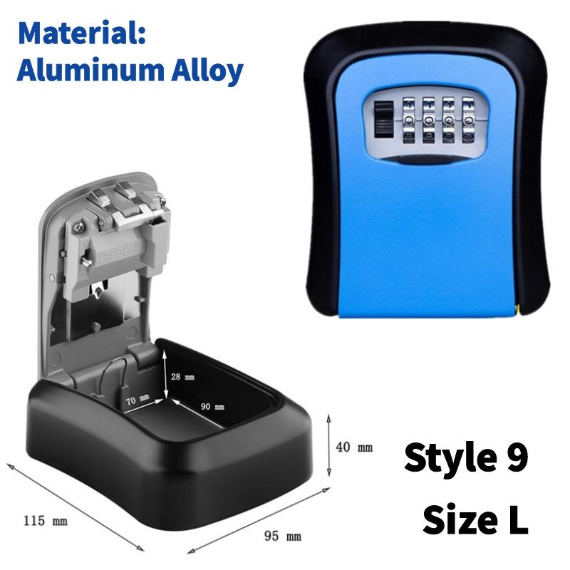 Wall Mount Key Safe Box Weatherproof Key Storage Secret Box Organizer 4 Digit Combination Password Security Code Lock Nokey Home