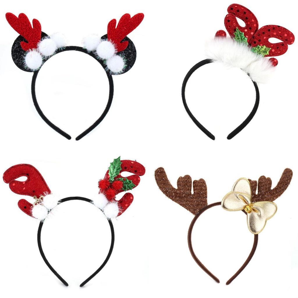 Cute Plush Antler Headband For Christmas Dress-up Wholesale Cosplay Props For Women Plush Handmade Colors 1 2 3 4 5)