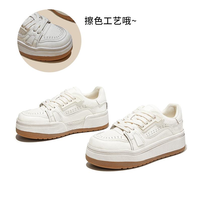 

Leather little white shoes spring new light luxury high-end single shoes platform comfortable board shoes women s casual shoes 35 бежевый
