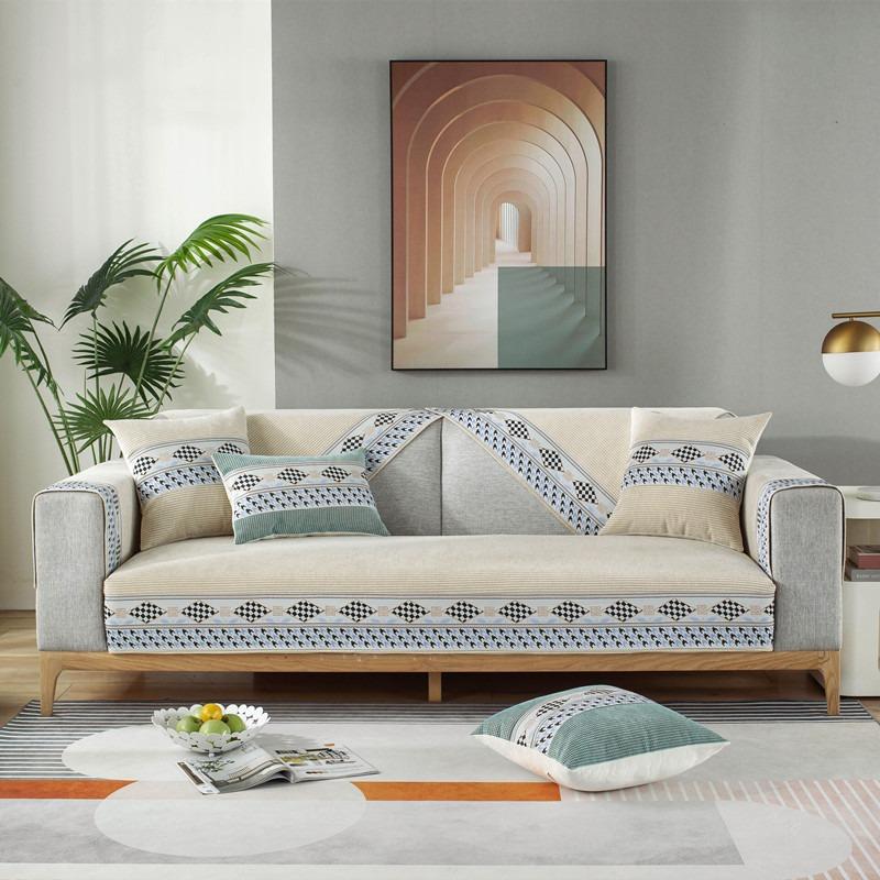 Nordic Einfache Sofa Kissen Vier Jahreszeiten Universal Non-Slip Leder Sofa Abdeckung Chenille High-End Kissen Rückenlehne Handtuch Abdeckung tuch