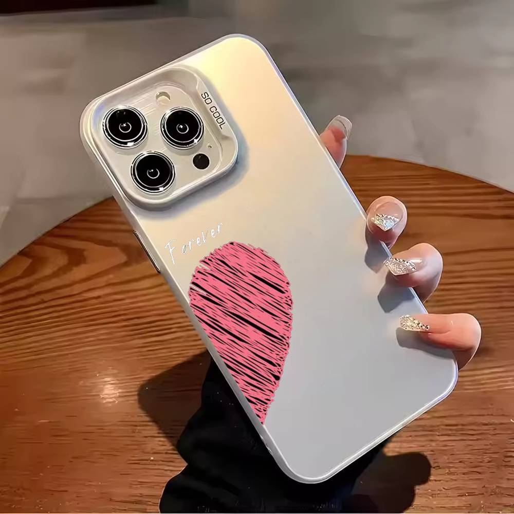 Red Love C-couple wallpaper Phone Case Color Silver Shell For IPhone 17 16 15 14 13 12 11 Pro Max Plus