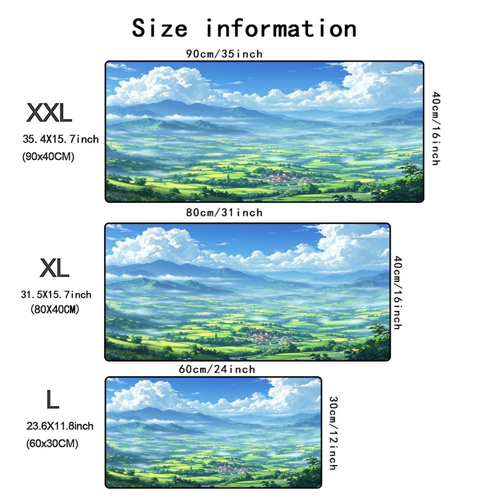 Cartoon Landscape Large Mouse Pad Non-Slip Rubber XXL Desk Mat Locking Edge HD Printing for Gamer Office Accessories 900X400mm