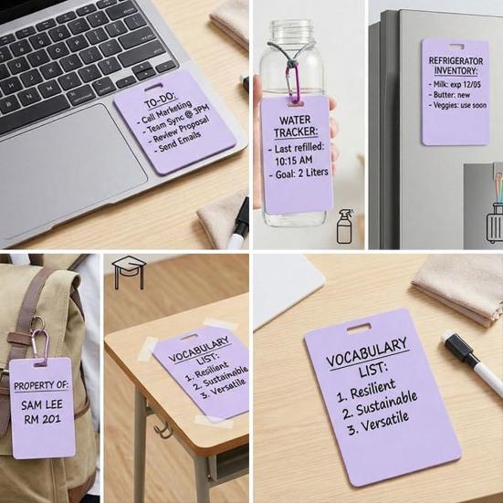 Erasable Silicone Memo Note, Reusable Write on Tag with Marker, Wipeable Notebook for Office School, Pocket Size Notepad