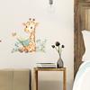 1pc Cartoon Animal Giraffe Reading Books Wall Decal Butterfly Flower Art Wall Sticker Bedroom Living Room Background Wall Decor