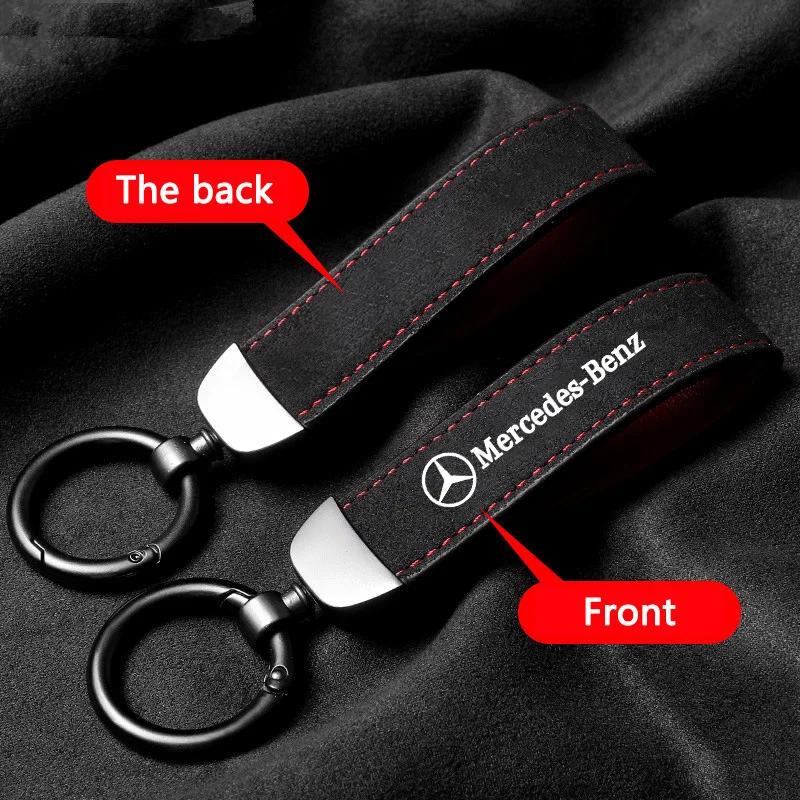 GLC GLB Suede Leather Car Keychain Key Rings For Mercedes Benz AMG W203 W206 W220 W205 W211 W212 W201 W210 W108 W168 Auto Acces