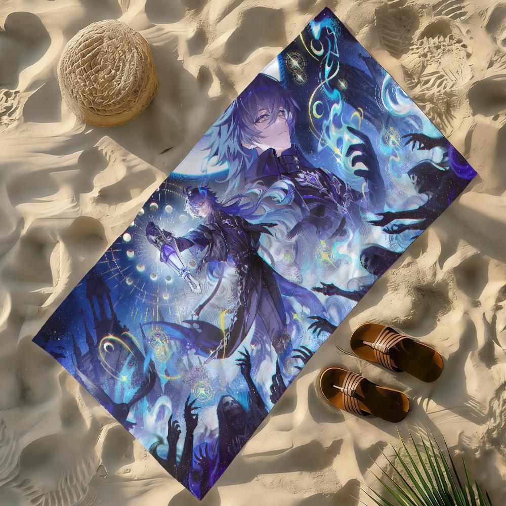Game Flins Genshin Impact Towel Soft Lightweight Anti-Sand Large Beach Towel Quick-Drying Bath Sports Family