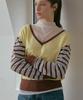 ODER Deep V Stripe Pullover - Yellow Brown