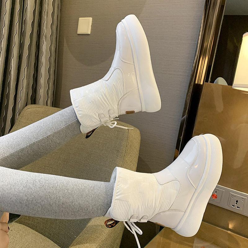 Fashion Snow Boots Women's Autumn Winter 2024 New Lady Plus Velvet Thick Warm Cotton Shoes Woman Mid Calf Waterproof Platform Short Boot