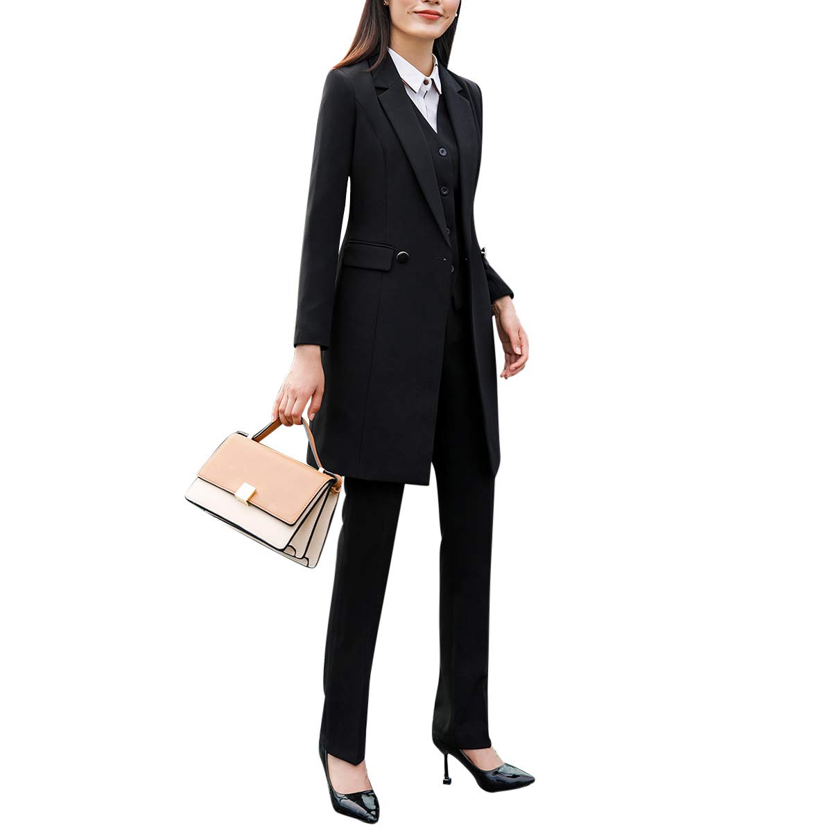 

Костюм Длинный Приталенный Элегантный Длинный Для Офиса Однотонный Большие Размеры Доступны [ByFshow] Женский Костюм-Брюки, Комплект, Рукава, Повседневный, Прилегающий, Пиджак, Костюм, Весна, Осень, чёрный